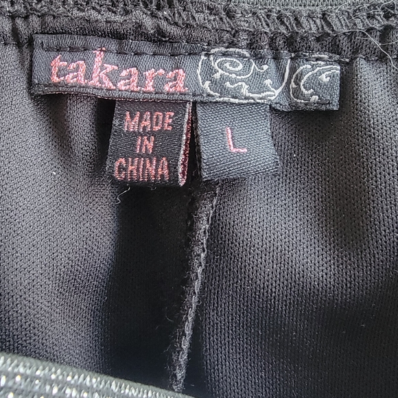 Takara Black Asymmetrical Skirt with Silver Sequin Dots Size Large - Picture 3 of 4